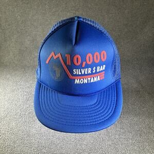 M 10,000 Silver $ Bar Montana foamie trucker hat cap VTG Cameo ball blue Haugan